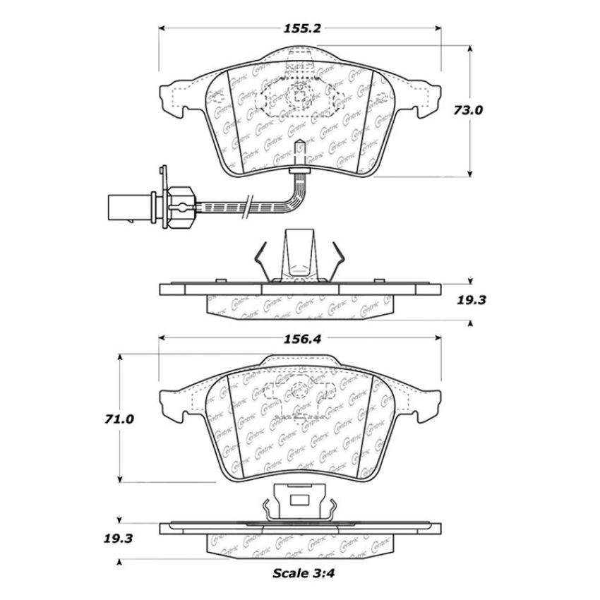 CENTRIC PARTS 105.09151 Posi Quiet Ceramic Brake Pads with Shims and Hardware