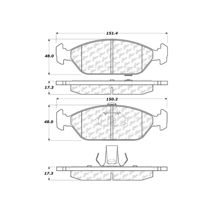 CENTRIC PARTS 105.09250 Posi Quiet Ceramic Brake Pads with Shims and Hardware