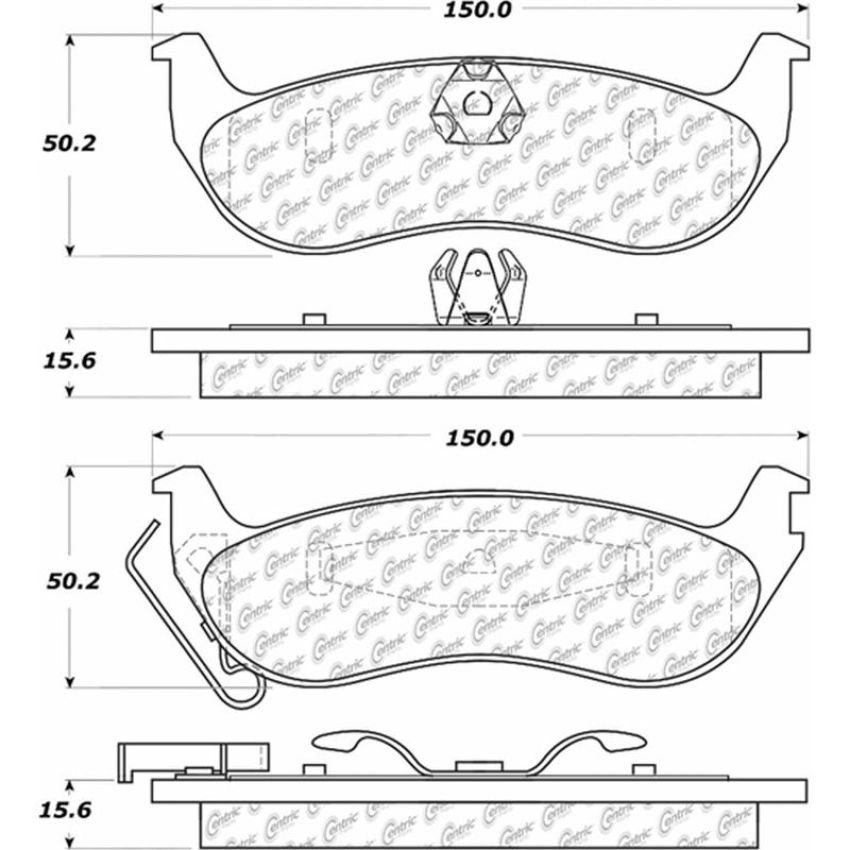 CENTRIC PARTS 105.09320 Posi Quiet Ceramic Brake Pads with Shims and Hardware