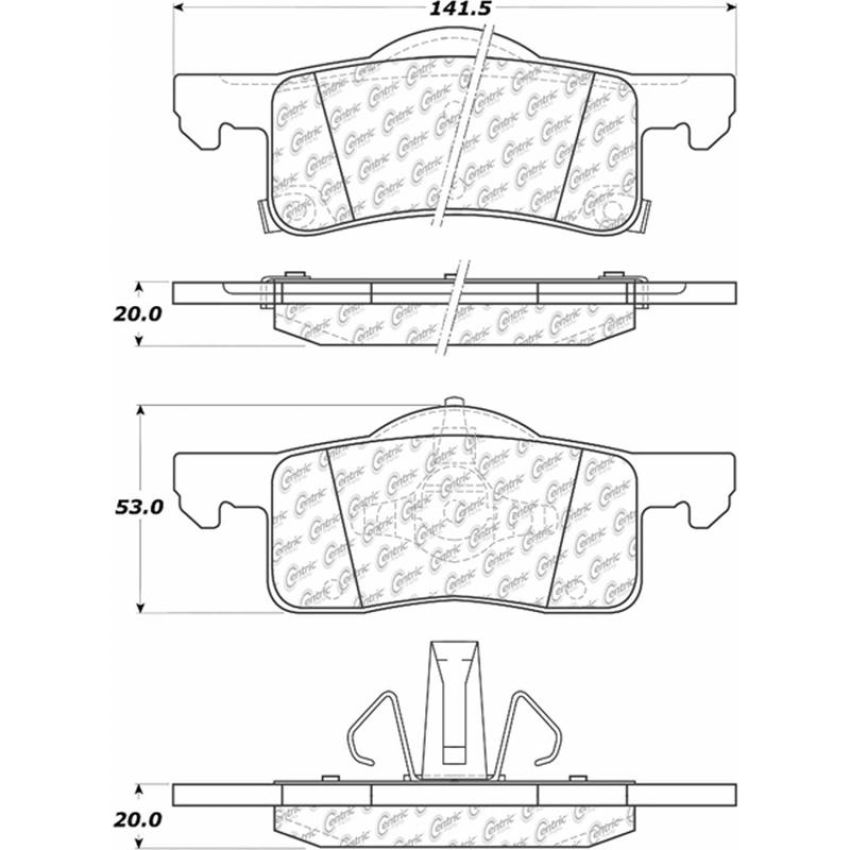 CENTRIC PARTS 105.09350 Posi Quiet Ceramic Brake Pads with Shims and Hardware