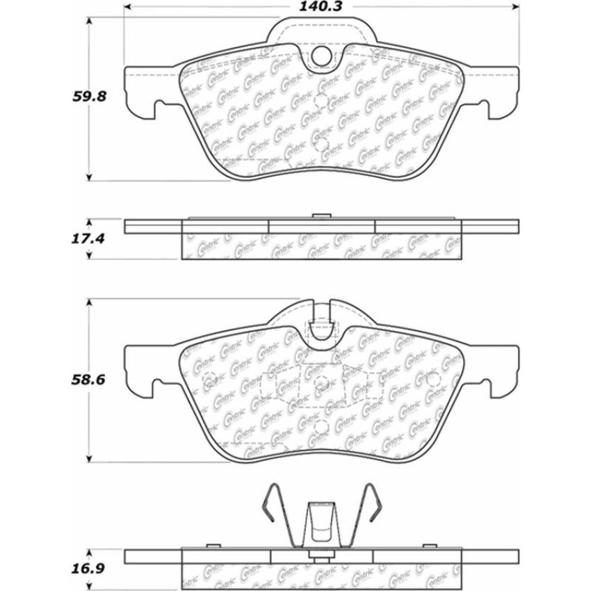 CENTRIC PARTS 105.09390 Posi Quiet Ceramic Brake Pads with Shims and Hardware
