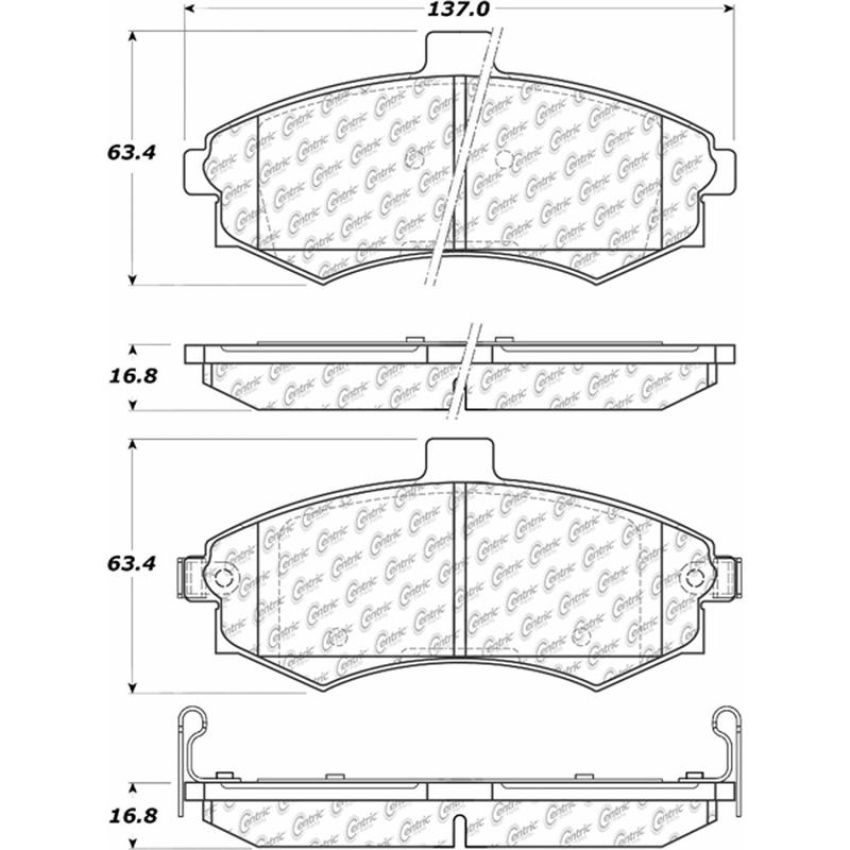 CENTRIC PARTS 105.09410 Posi Quiet Ceramic Brake Pads with Shims and Hardware