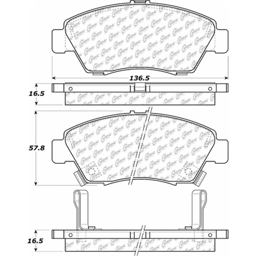 CENTRIC PARTS 105.09481 Posi Quiet Ceramic Brake Pads with Shims and Hardware