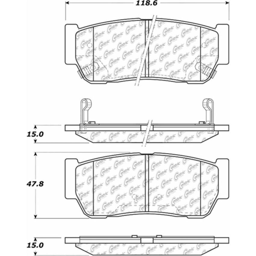 CENTRIC PARTS 105.09541 Posi Quiet Ceramic Brake Pads with Shims and Hardware