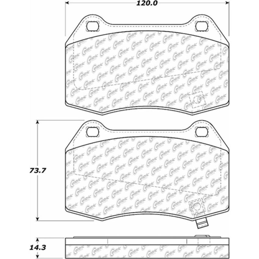 CENTRIC PARTS 105.09600 Posi Quiet Ceramic Brake Pads with Shims and Hardware