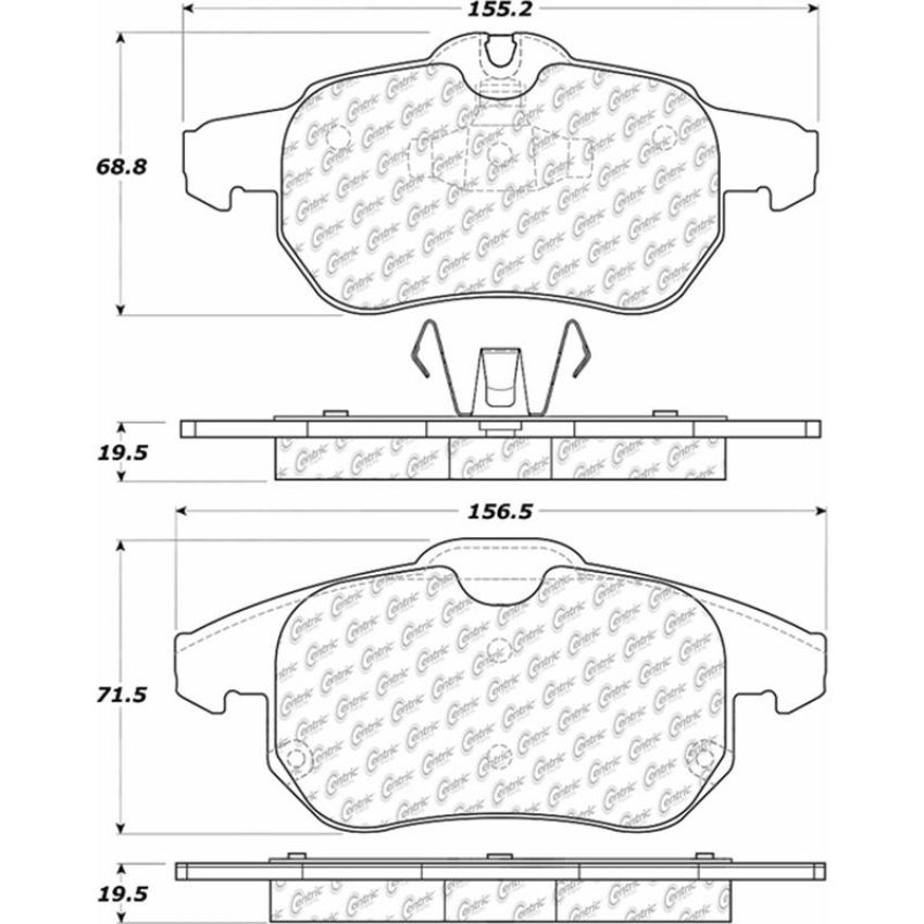 CENTRIC PARTS 105.09722 Posi Quiet Ceramic Brake Pads with Shims and Hardware