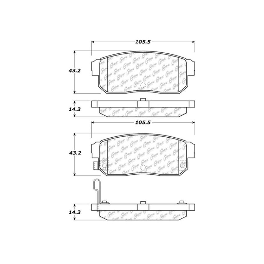 CENTRIC PARTS 105.10080 Posi Quiet Ceramic Brake Pads with Shims and Hardware