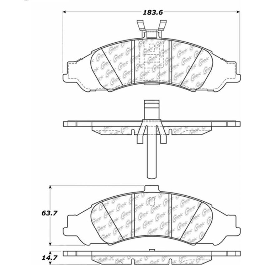 CENTRIC PARTS 105.10430 Posi Quiet Ceramic Brake Pads with Shims and Hardware