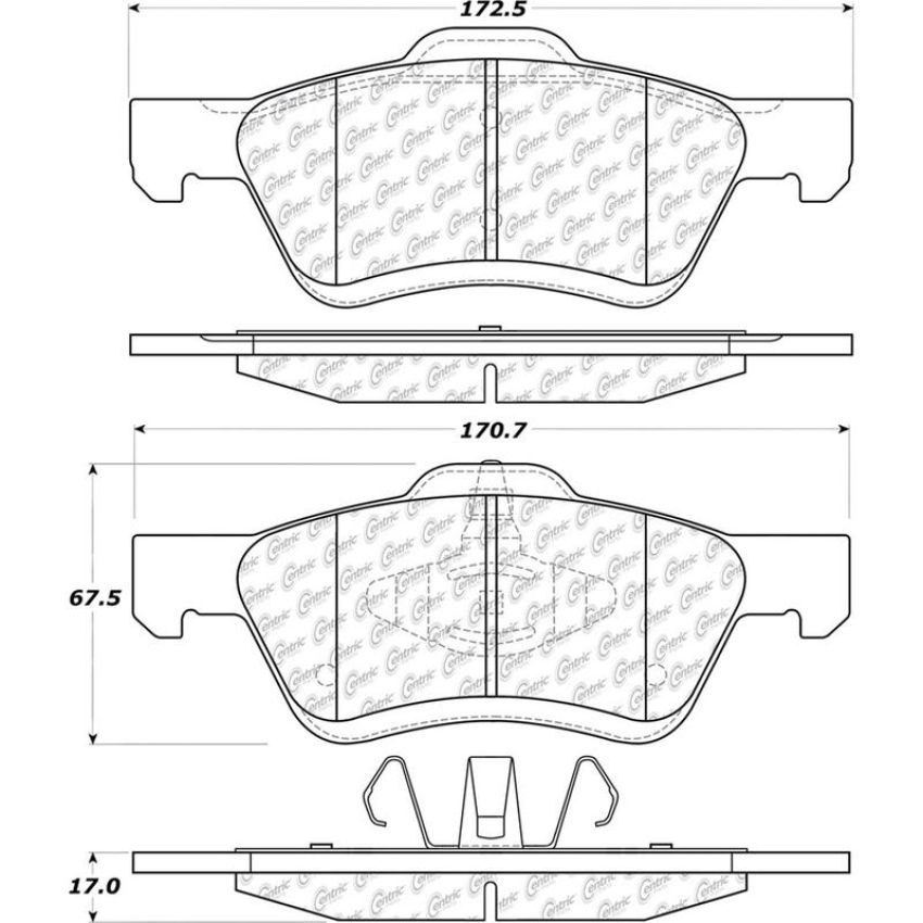 CENTRIC PARTS 105.10471 Posi Quiet Ceramic Brake Pads with Shims and Hardware