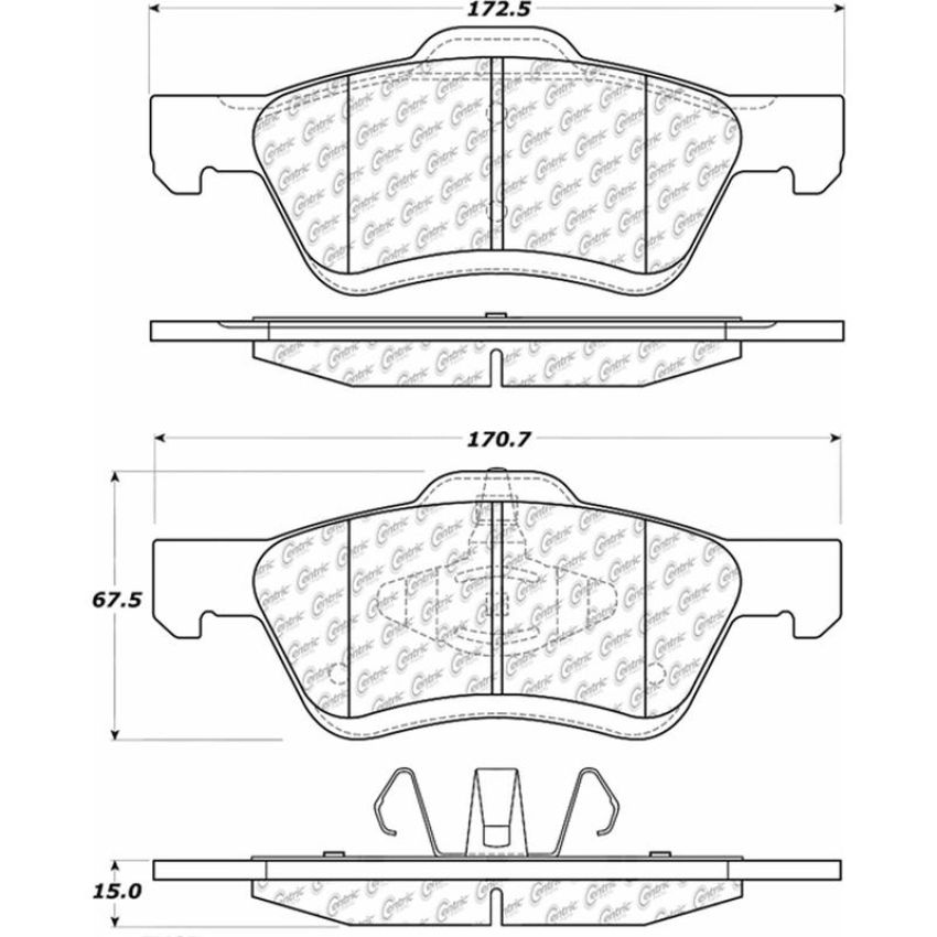 CENTRIC PARTS 105.10472 Posi Quiet Ceramic Brake Pads with Shims and Hardware