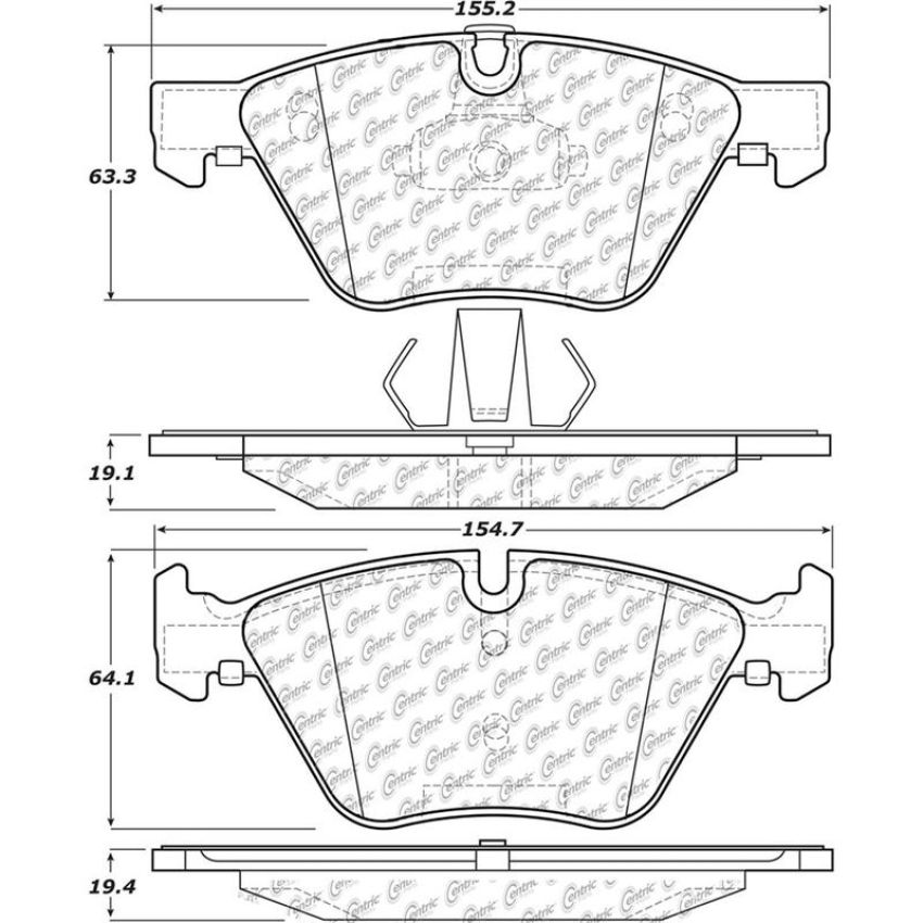 CENTRIC PARTS 105.10610 Posi Quiet Ceramic Brake Pads with Shims and Hardware