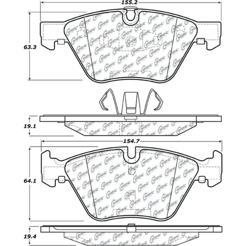 CENTRIC PARTS 105.10611 Posi Quiet Ceramic Brake Pads with Shims and Hardware