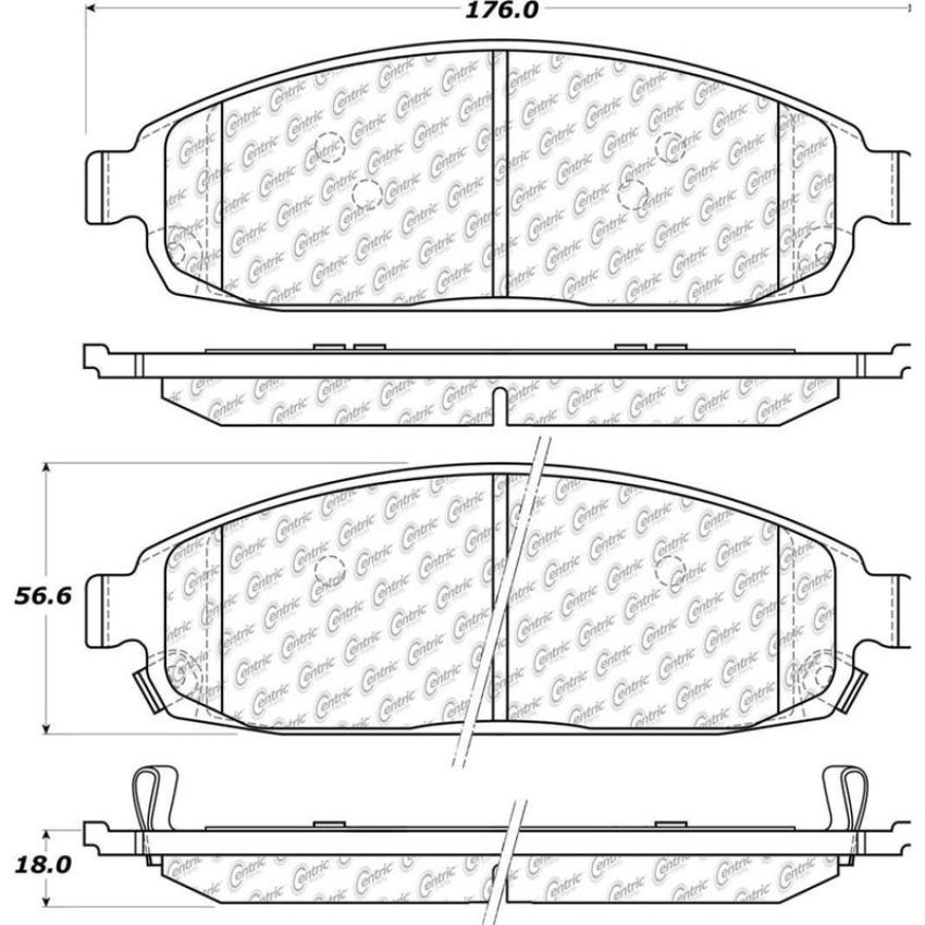 CENTRIC PARTS 105.10800 Posi Quiet Ceramic Brake Pads with Shims and Hardware