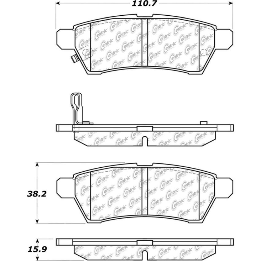 CENTRIC PARTS 105.11000 Posi Quiet Ceramic Brake Pads with Shims and Hardware
