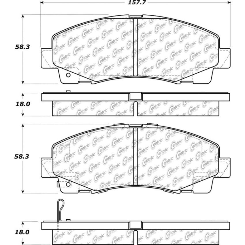 CENTRIC PARTS 105.11020 Posi Quiet Ceramic Brake Pads with Shims and Hardware