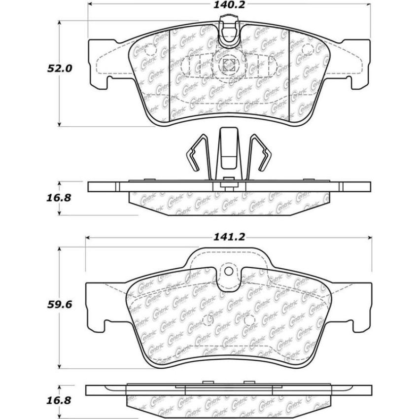 CENTRIC PARTS 105.11220 Posi Quiet Ceramic Brake Pads with Shims and Hardware