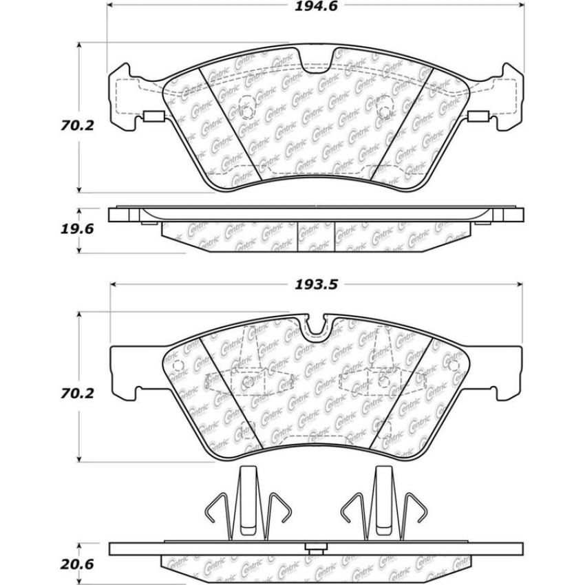 CENTRIC PARTS 105.11230 Posi Quiet Ceramic Brake Pads with Shims and Hardware