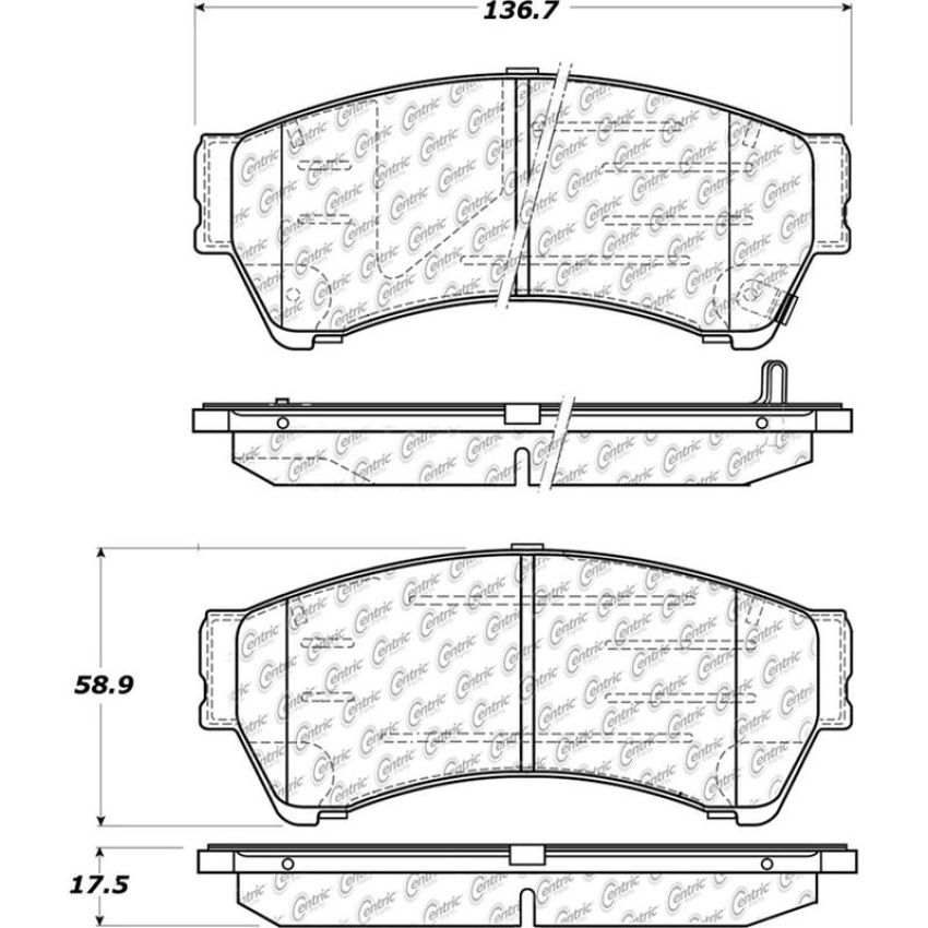 CENTRIC PARTS 105.11640 Posi Quiet Ceramic Brake Pads with Shims and Hardware