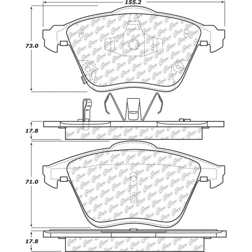CENTRIC PARTS 105.11860 Posi Quiet Ceramic Brake Pads with Shims and Hardware
