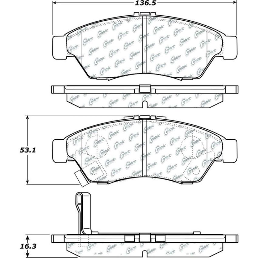 CENTRIC PARTS 105.11950 Posi Quiet Ceramic Brake Pads with Shims and Hardware