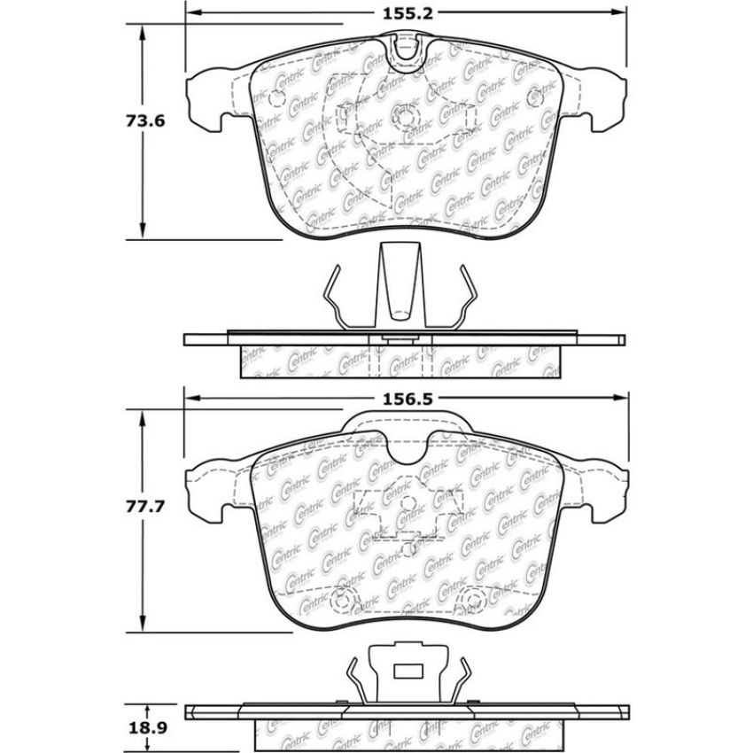 CENTRIC PARTS 105.12570 Posi Quiet Ceramic Brake Pads with Shims and Hardware