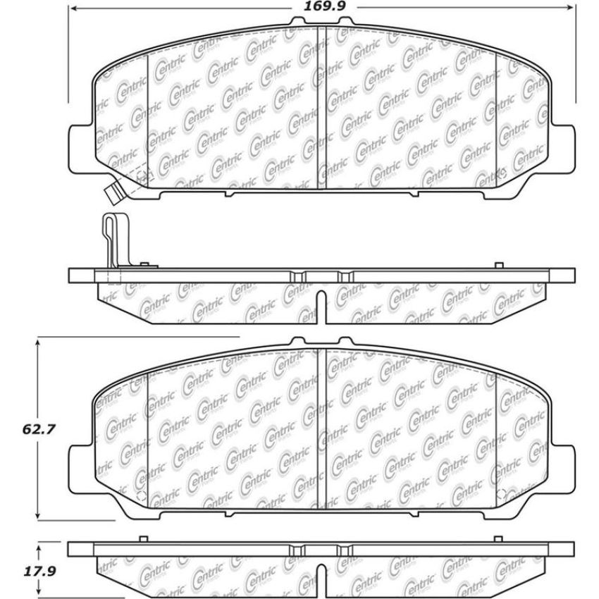 CENTRIC PARTS 105.12860 Posi Quiet Ceramic Brake Pads with Shims and Hardware
