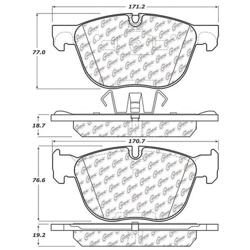 CENTRIC PARTS 105.12940 Posi Quiet Ceramic Brake Pads with Shims and Hardware