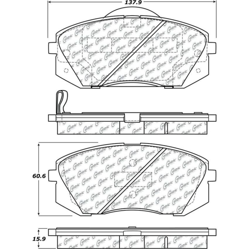 CENTRIC PARTS 105.12951 Posi Quiet Ceramic Brake Pads with Shims and Hardware