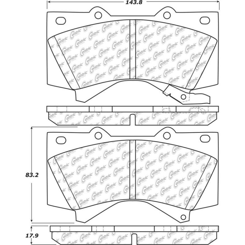 CENTRIC PARTS 105.13030 Posi Quiet Ceramic Brake Pads with Shims and Hardware