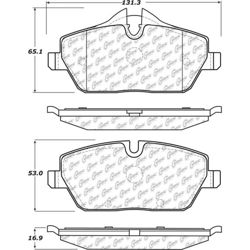 CENTRIC PARTS 105.13080 Posi Quiet Ceramic Brake Pads with Shims and Hardware