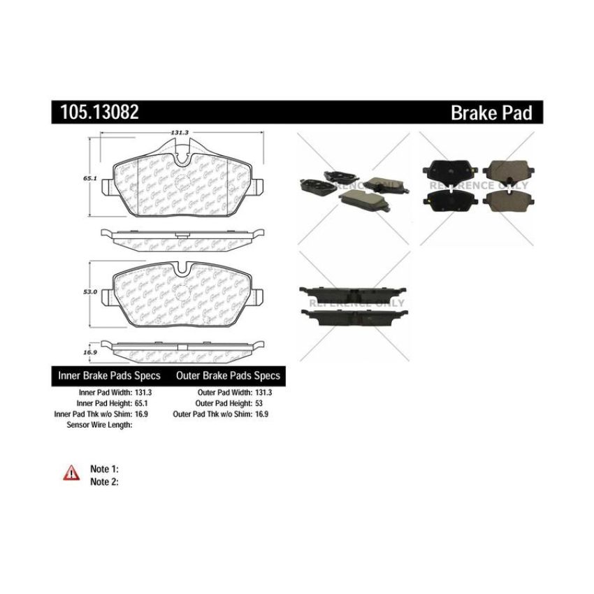 CENTRIC PARTS 105.13082 Posi Quiet Ceramic Brake Pads with Shims and Hardware