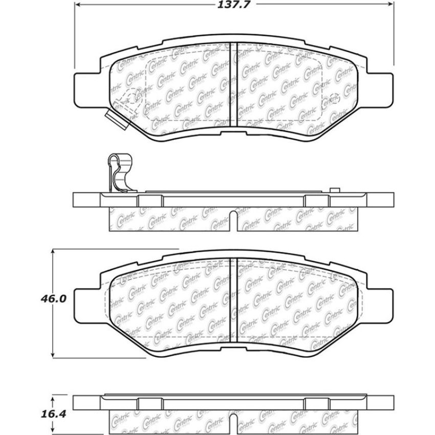 CENTRIC PARTS 105.13370 Posi Quiet Ceramic Brake Pads with Shims and Hardware