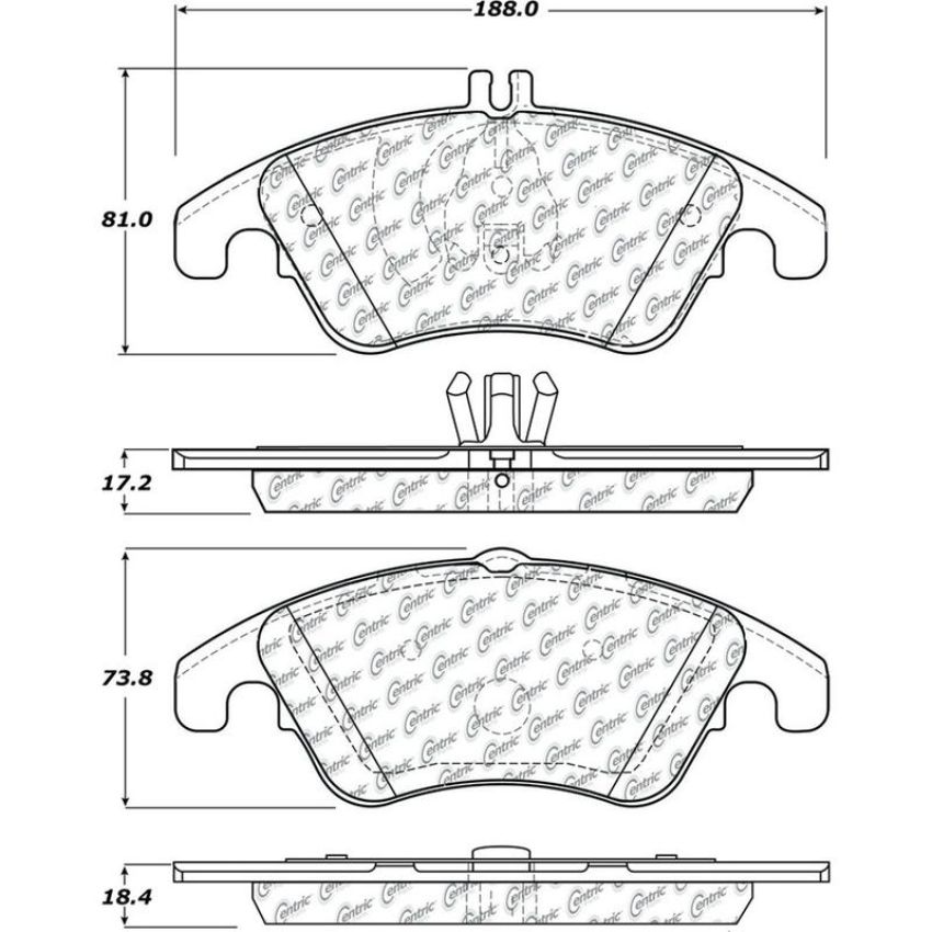 CENTRIC PARTS 105.13420 Posi Quiet Ceramic Brake Pads with Shims and Hardware