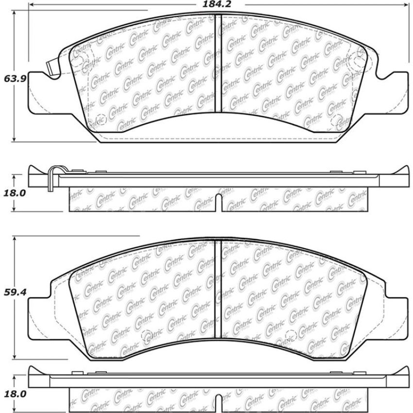 CENTRIC PARTS 105.13630 Posi Quiet Ceramic Brake Pads with Shims and Hardware