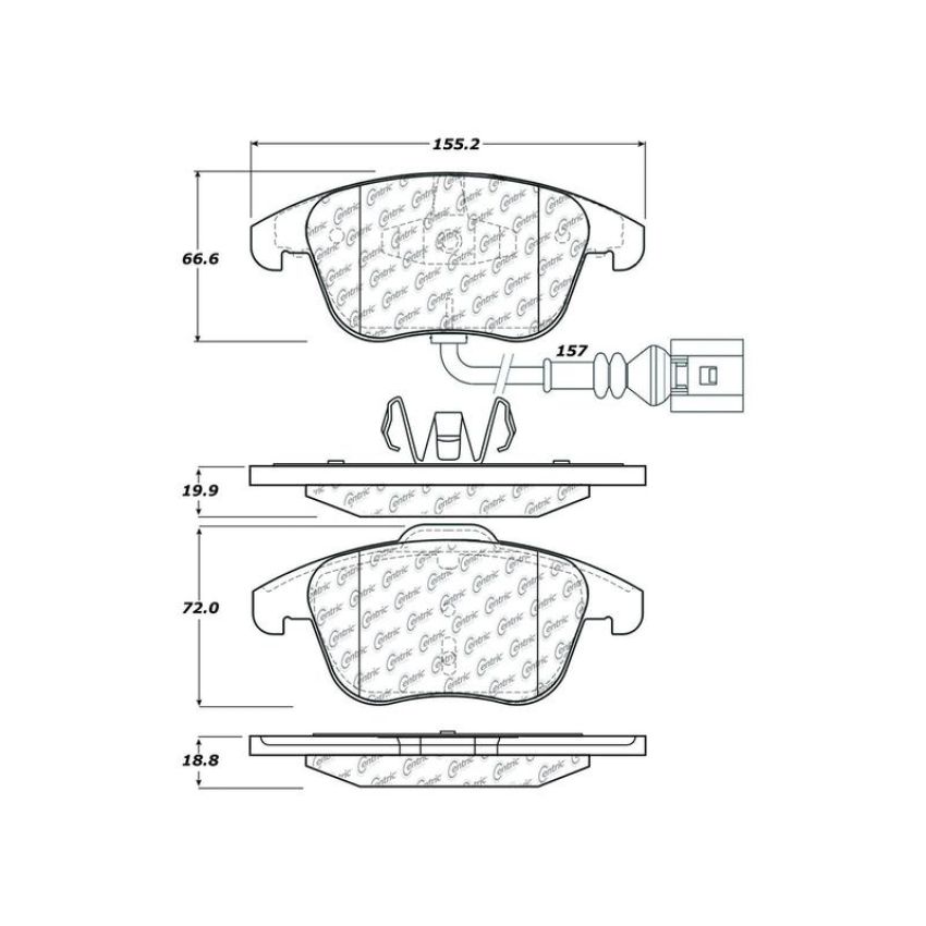 CENTRIC PARTS 105.13750 Posi Quiet Ceramic Brake Pads with Shims and Hardware
