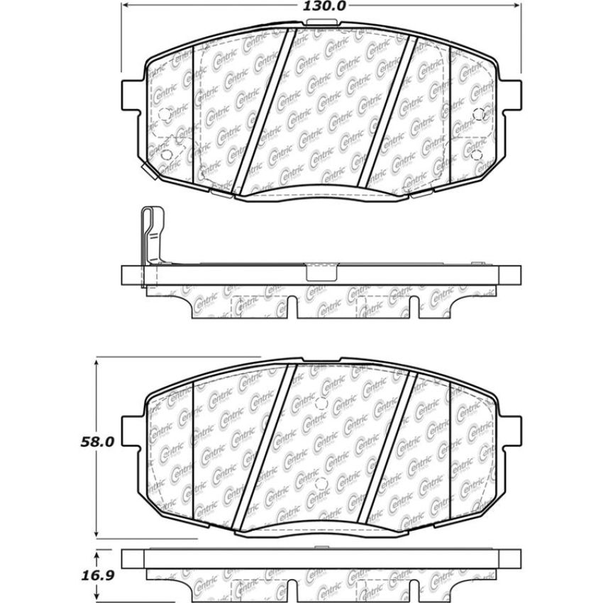 CENTRIC PARTS 105.13971 Posi Quiet Ceramic Brake Pads with Shims and Hardware