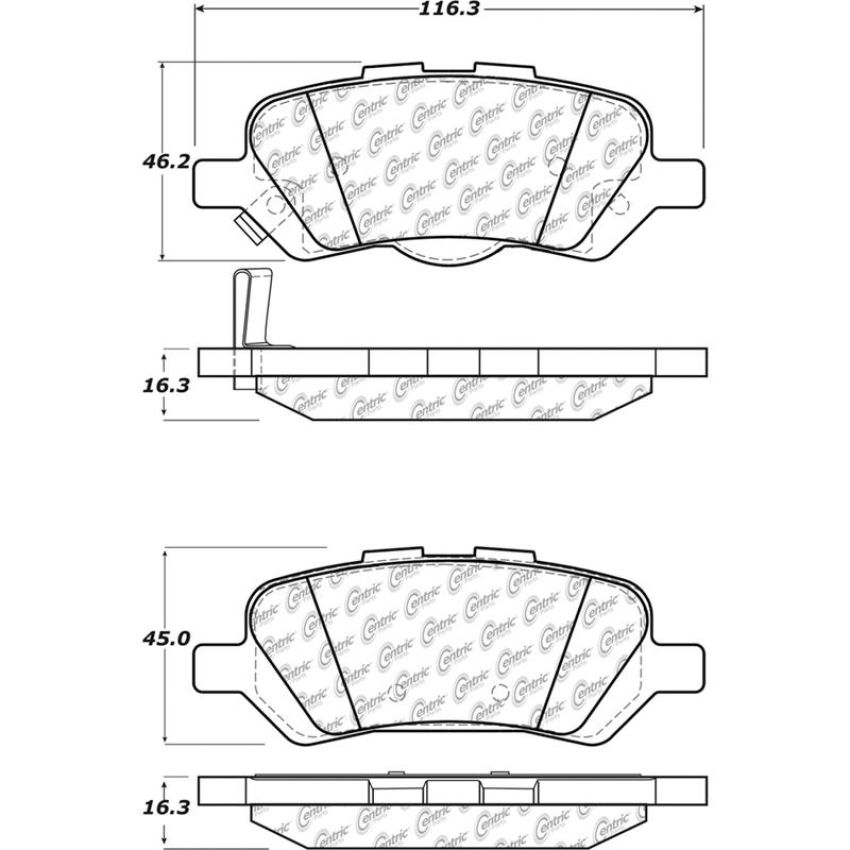 CENTRIC PARTS 105.14020 Posi Quiet Ceramic Brake Pads with Shims and Hardware