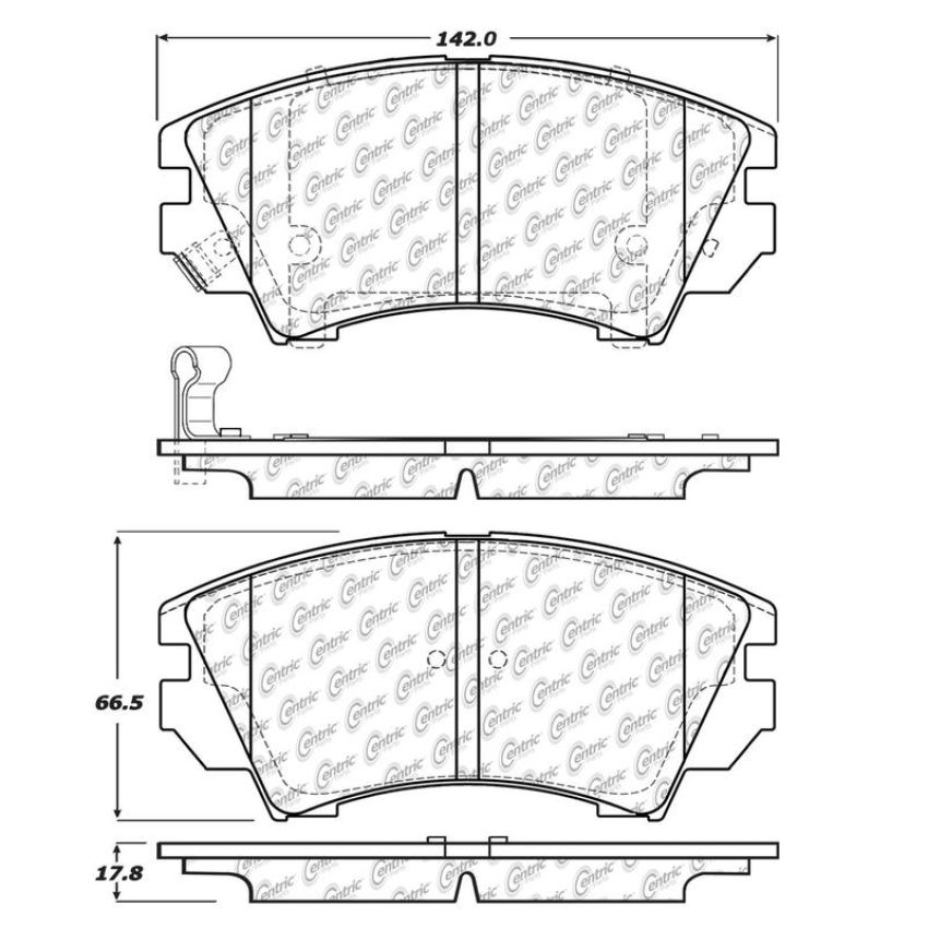 CENTRIC PARTS 105.14040 Posi Quiet Ceramic Brake Pads with Shims and Hardware
