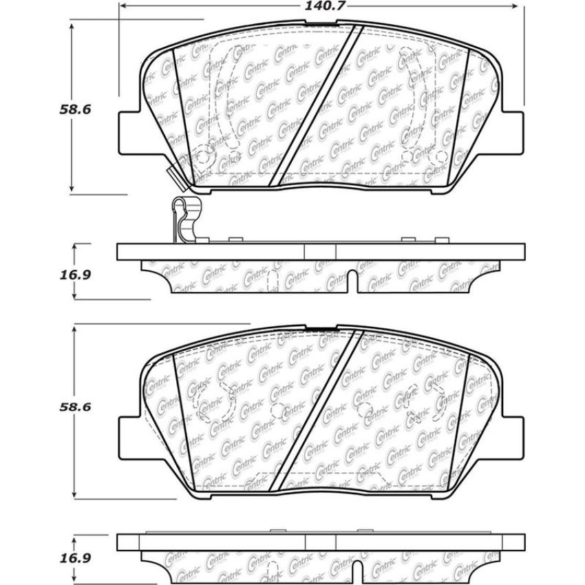 CENTRIC PARTS 105.14130 Posi Quiet Ceramic Brake Pads with Shims and Hardware