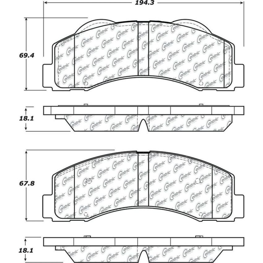 CENTRIC PARTS 105.14140 Posi Quiet Ceramic Brake Pads with Shims and Hardware