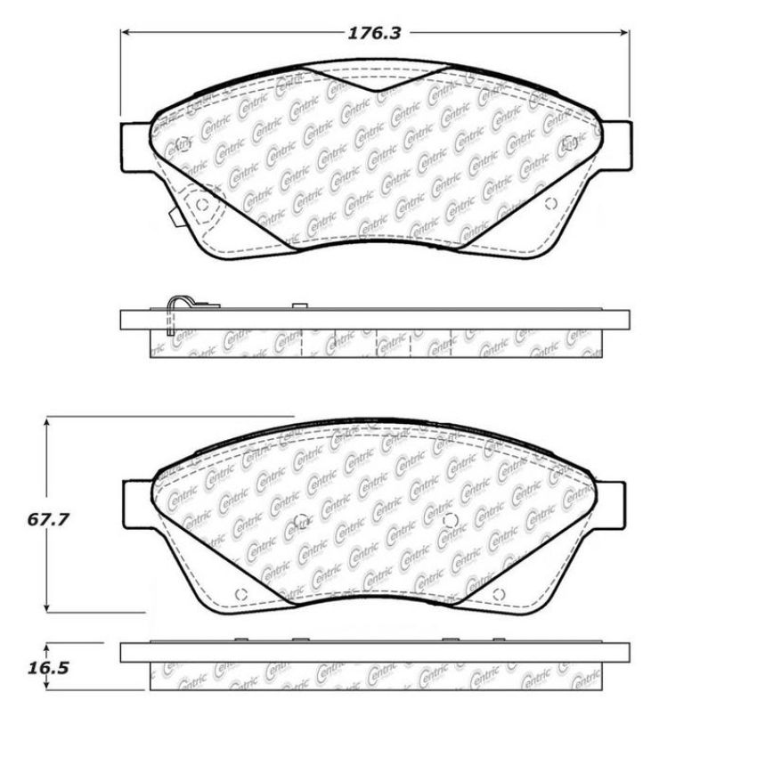 CENTRIC PARTS 105.14220 Posi Quiet Ceramic Brake Pads with Shims and Hardware