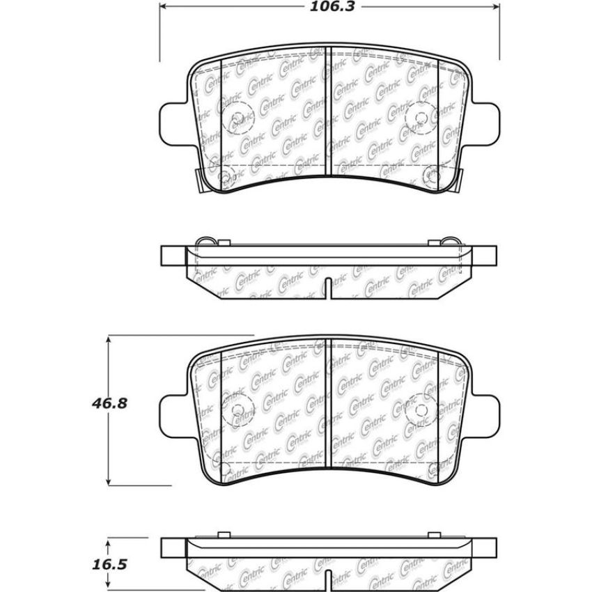 CENTRIC PARTS 105.14300 Posi Quiet Ceramic Brake Pads with Shims and Hardware
