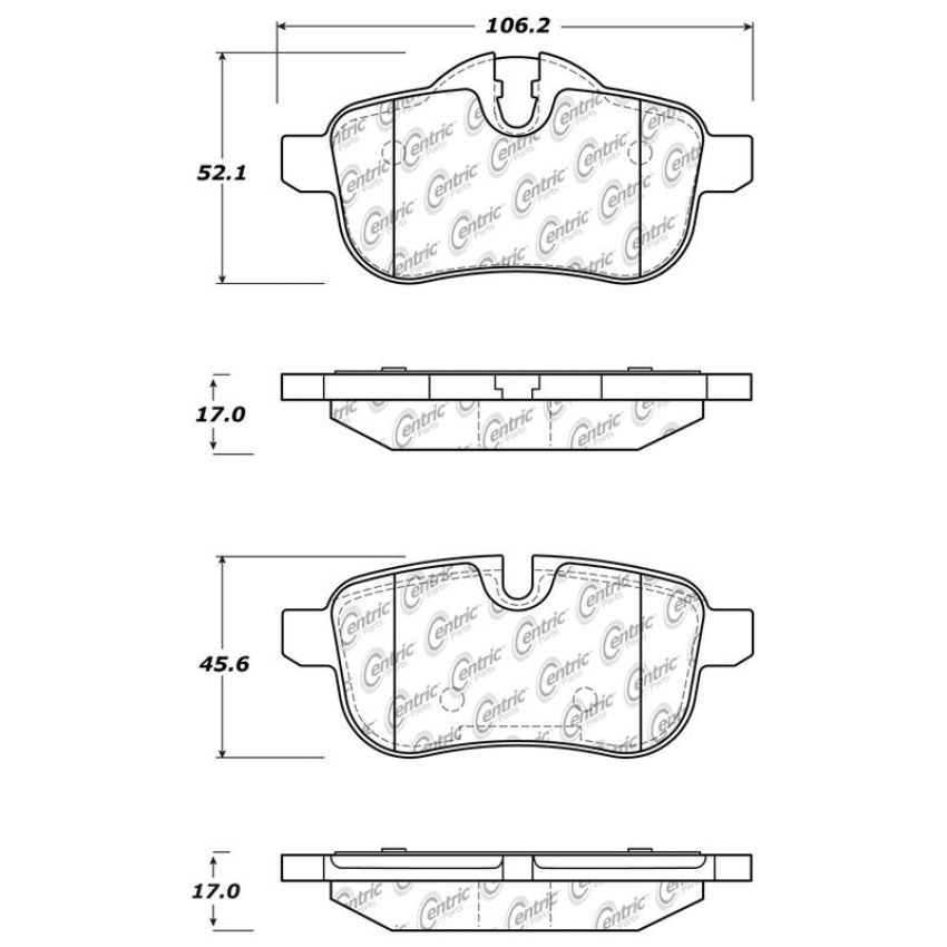 CENTRIC PARTS 105.14330 Posi Quiet Ceramic Brake Pads with Shims and Hardware