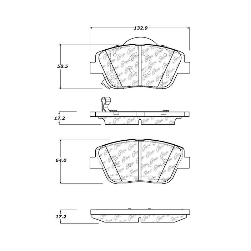CENTRIC PARTS 105.14440 Posi Quiet Ceramic Brake Pads with Shims and Hardware