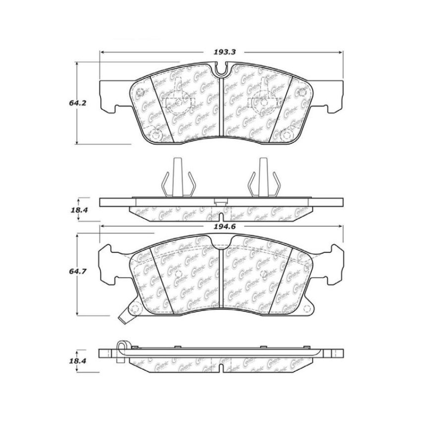 CENTRIC PARTS 105.14550 Posi Quiet Ceramic Brake Pads with Shims and Hardware