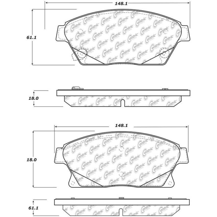 CENTRIC PARTS 105.14670 Posi Quiet Ceramic Brake Pads with Shims and Hardware
