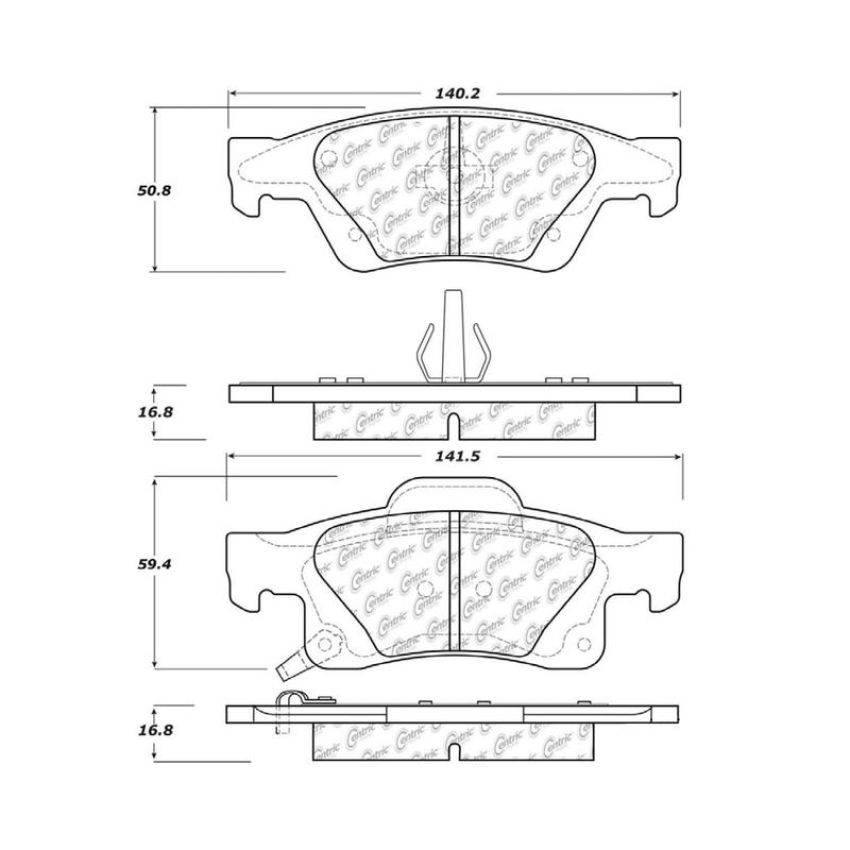 CENTRIC PARTS 105.14980 Posi Quiet Ceramic Brake Pads with Shims and Hardware