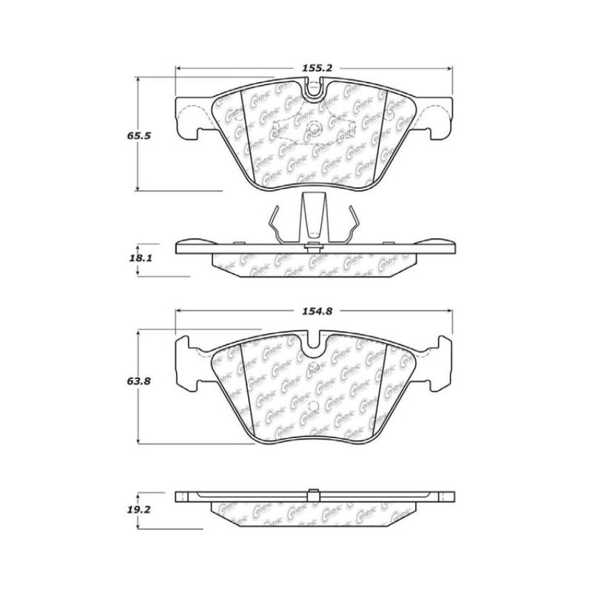 CENTRIC PARTS 105.15040 Posi Quiet Ceramic Brake Pads with Shims and Hardware