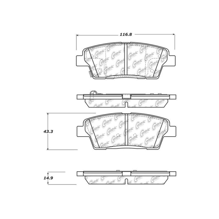 CENTRIC PARTS 105.15510 Posi Quiet Ceramic Brake Pads with Shims and Hardware
