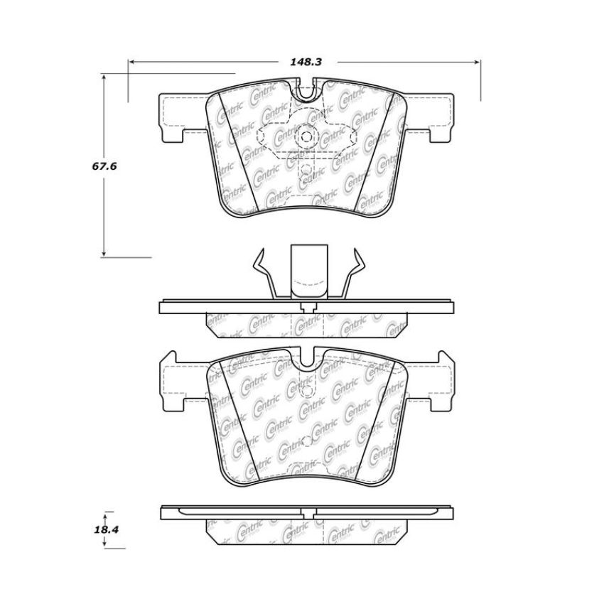 CENTRIC PARTS 105.15610 Posi Quiet Ceramic Brake Pads with Shims and Hardware